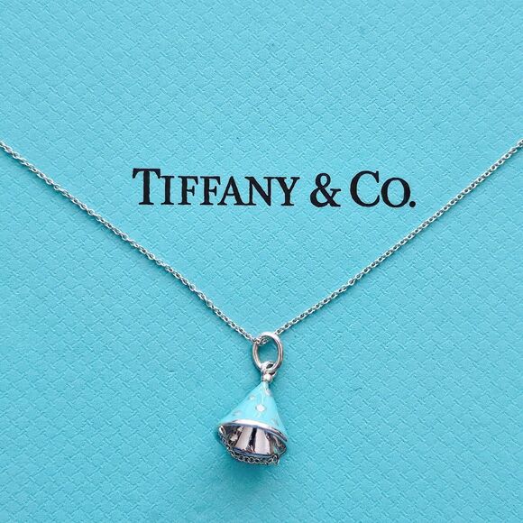 Tiffany & Co. Jewelry - Tiffany & Co. Blue Enamel Party Hat Birthday Silver Charm Pendant Necklace
